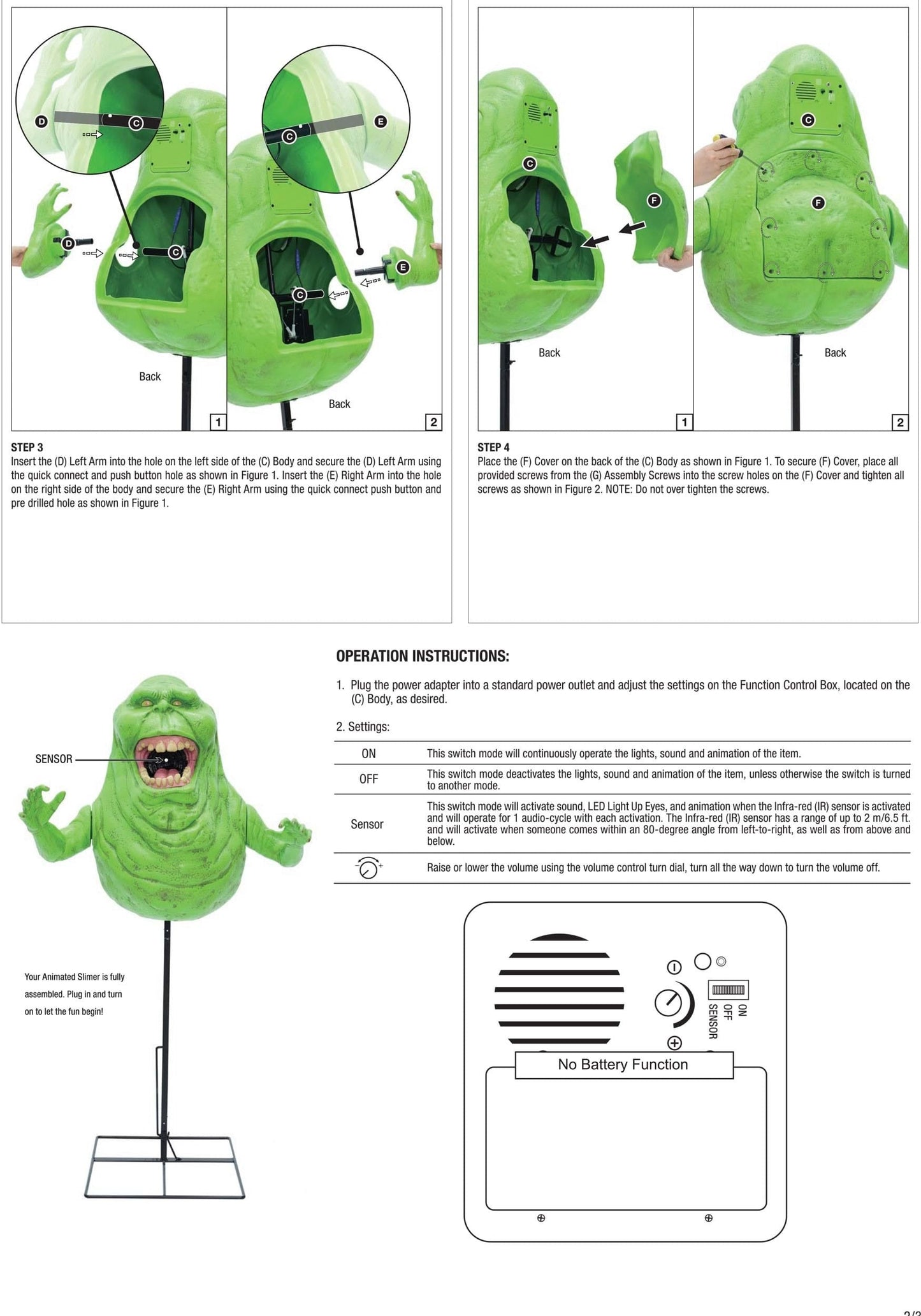 5FT Ghostbusters Animated Slimer Halloween Decoration