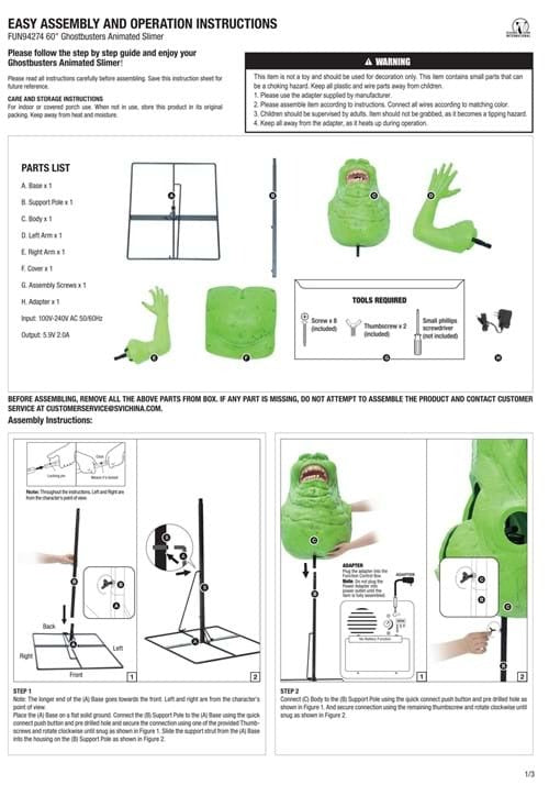 5FT Ghostbusters Animated Slimer Halloween Decoration